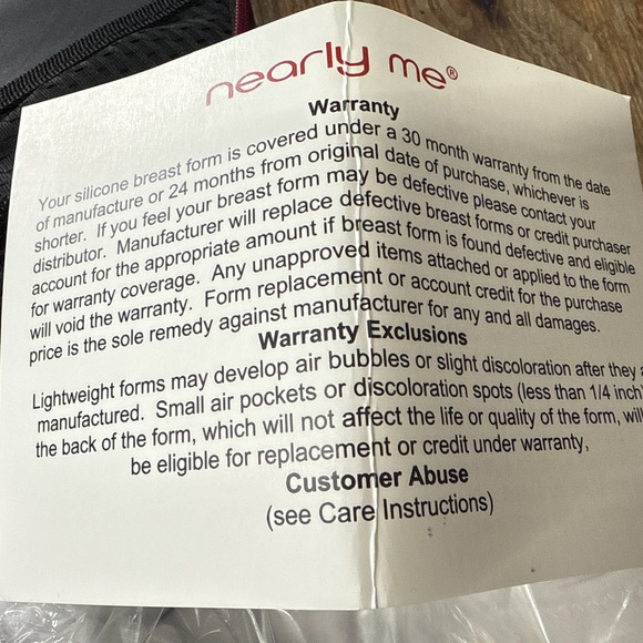 Nearly Me Mastectomy Breast Form Prosthesis 395 Size 55 + Med Cotton Bra - Picture 2 of 6